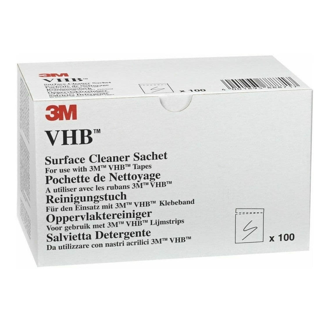 3M™ VHB™ Surface Cleaner Sachets Box of 100 Wipes